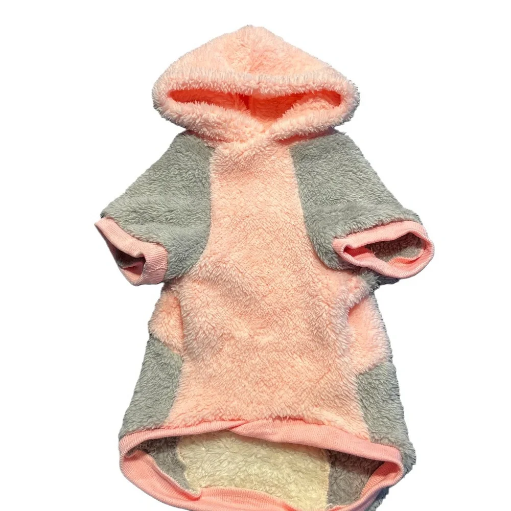 NWT JESSICA SIMPSON Sherpa Hoodie Soft Jacket Coat M Pink Gray Cream Pristine